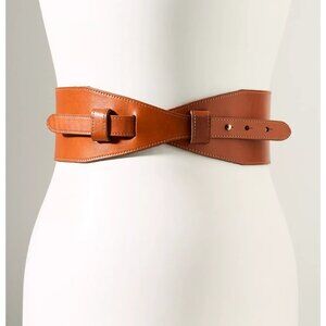Anthropologie Wide Corset Belt Cedar Brown Leather S